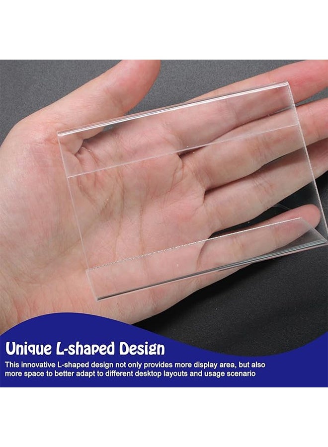 10-Pack Mini Slanted Back Acrylic Sign Holder/Business Card Holder, Small Transparent Sign Display Stand Acrylic Nameplate Holder, For Office, School, Store, Business(9cm*6cm) - Image 3